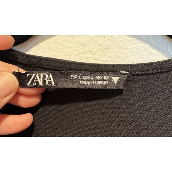 Zara Women’s Size Large Black Side Cut Out MIDI Dress - Picture 7 of 9